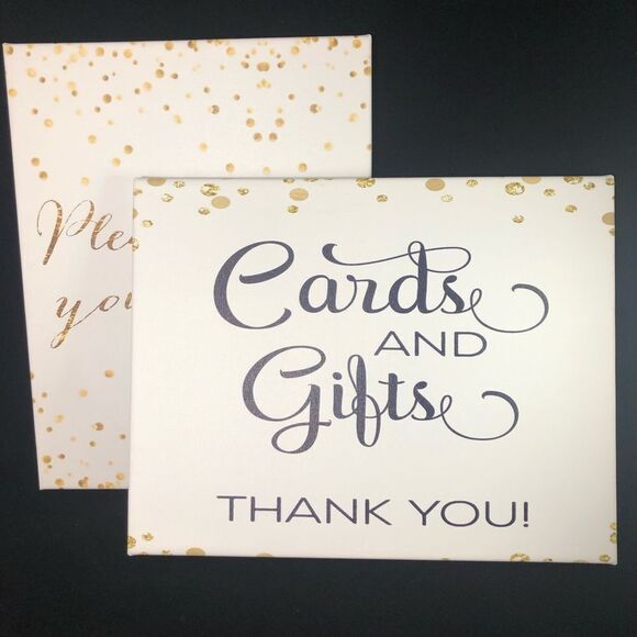 Two Canvas 11" x 14" Gold Wedding Decor Signs - Picture 1 of 8